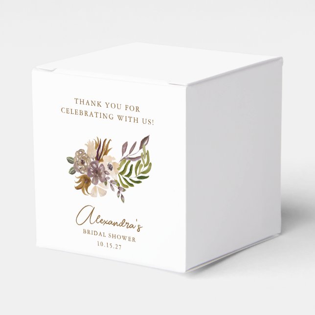 Caixinha De Lembrancinhas Chá de Noiva Boho Rústico Botânico Personalizado (Frente)