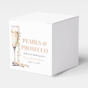 Caixinha De Lembrancinhas Chá de Noiva Elegante Pérolas Douradas e Prosecco
