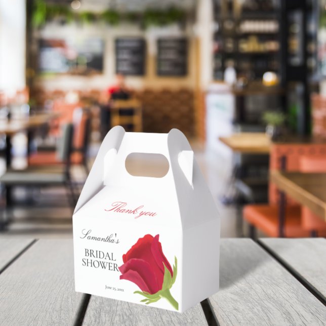 Caixinha De Lembrancinhas Chá de Noiva Elegante Rosa Vermelha (Criador carregado)