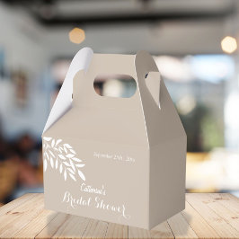 Caixinha De Lembrancinhas Chá de noiva minimalista bege com folhagens
