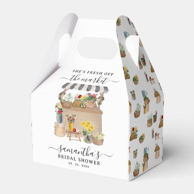 Caixinha De Lembrancinhas Chá de Noiva no Mercado de Flores do Agricultor em (Frente)