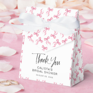 Caixinha De Lembrancinhas Chá de Noiva Personalizado Coquette com Laço Rosa