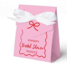 Chá de Noiva Rosa e Vermelho Retro com Borda Ondul