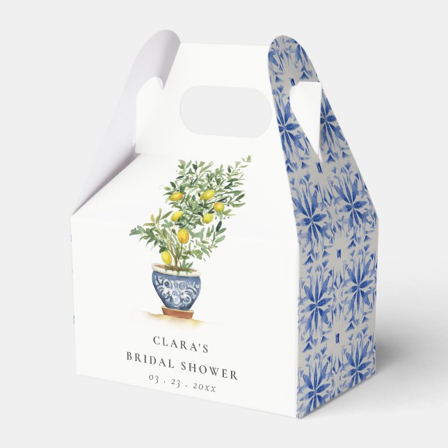 Caixinha De Lembrancinhas Chá de panela de Árvore de Limão Amarelo Boho Wate (Frente)