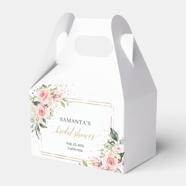 Caixinha De Lembrancinhas Chá de panela de ouro floral de eucalipto Boho Blu (Frente)