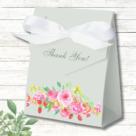 Caixinha De Lembrancinhas Chá de panela de Peony Rosa Verde-Blush