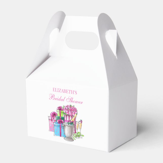 Caixinha De Lembrancinhas Chá de panela de Rosas de champanhe para presentes (Frente)