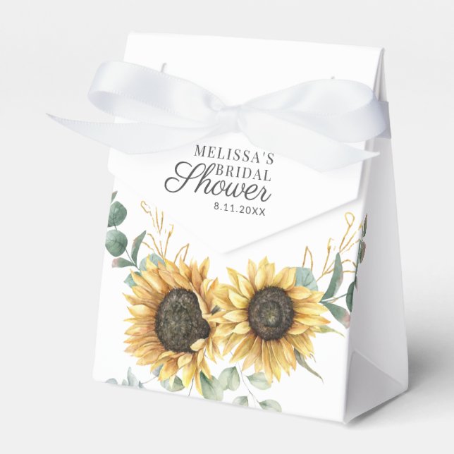 Caixinha De Lembrancinhas Chá de panela de Script Eucalyptus Sunflower (Frente)