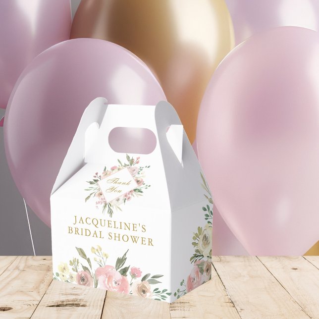 Caixinha De Lembrancinhas Chá de panela Dourado de Jardim Floral Elegante Ro (Criador carregado)