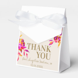 Caixinha De Lembrancinhas Chá de panela Floral Dourado Cor de Água Rosa Brun