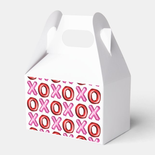 Caixinha De Lembrancinhas Chá de panela rosa vermelho-Dia de os namorados XO (Frente)