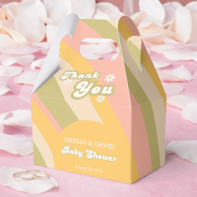 Caixinha De Lembrancinhas Chá Retro Yellow Daisy Baby Boy (Casamento)