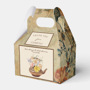 Caixinha De Lembrancinhas Chá Vintage Chuveiro Nupcial Floral Aquarela