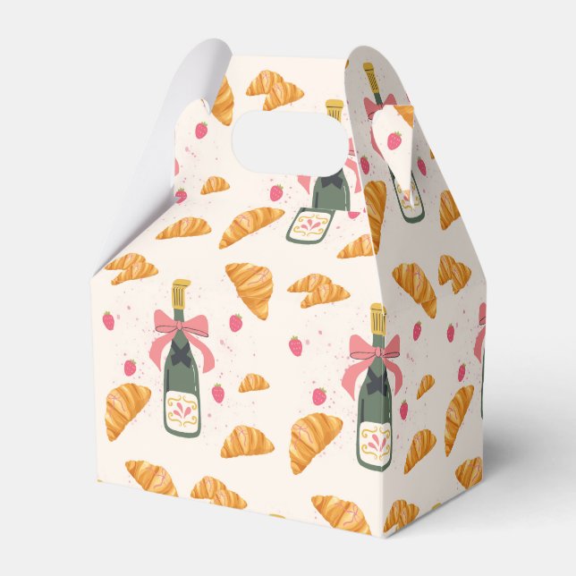 Caixinha De Lembrancinhas Champagne e Croissants (Frente)
