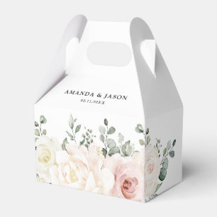 Caixinha De Lembrancinhas Champanhe Ivory Blush Floral Cor-de-rosa Casamento