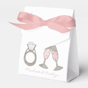 Caixinha De Lembrancinhas Champanhe Rosa Personalizado Anel do Casamento