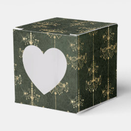 Caixinha De Lembrancinhas Chandeliers verdes e Dourados