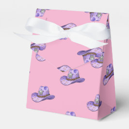 Caixinha De Lembrancinhas Chapéu de Cowgirl Roxo Claro - Fundo Rosa
