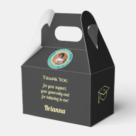 Caixinha De Lembrancinhas Charcoal Modern Graduation Photo Thank You