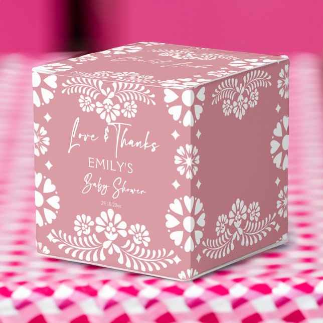 Caixinha De Lembrancinhas Chás de fraldas rosa empoeirado Cielito lindo (Cielito lindo dusty pink Mexican fiesta baby shower favors personalized candy favor boxes)