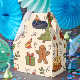 Caixinha De Lembrancinhas Cheerful Christmas Doodle Pattern