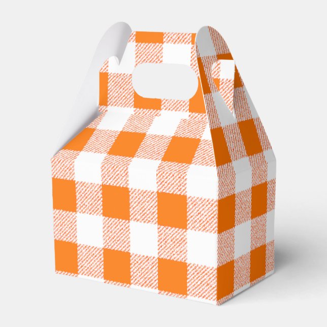 Caixinha De Lembrancinhas cheque laranja gingham (Frente)
