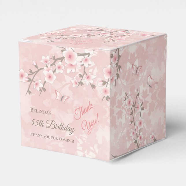 Caixinha De Lembrancinhas Cherry Blossom Blush Pink Birthday  Favor Box (Frente)