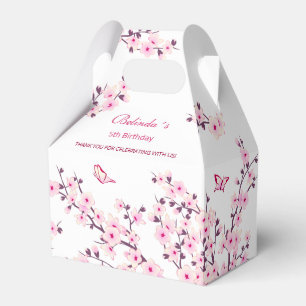 Caixinha De Lembrancinhas Cherry Blossom Branca Rosa Aniversário Obrigado