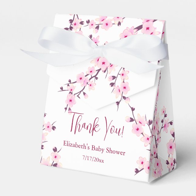 Caixinha De Lembrancinhas Cherry Blossom Thank You Baby Shower  (Frente)