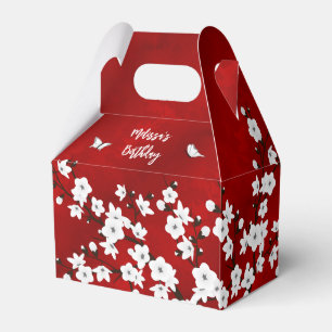 Caixinha De Lembrancinhas Cherry Blossomo Red Black White - Aniversário Per