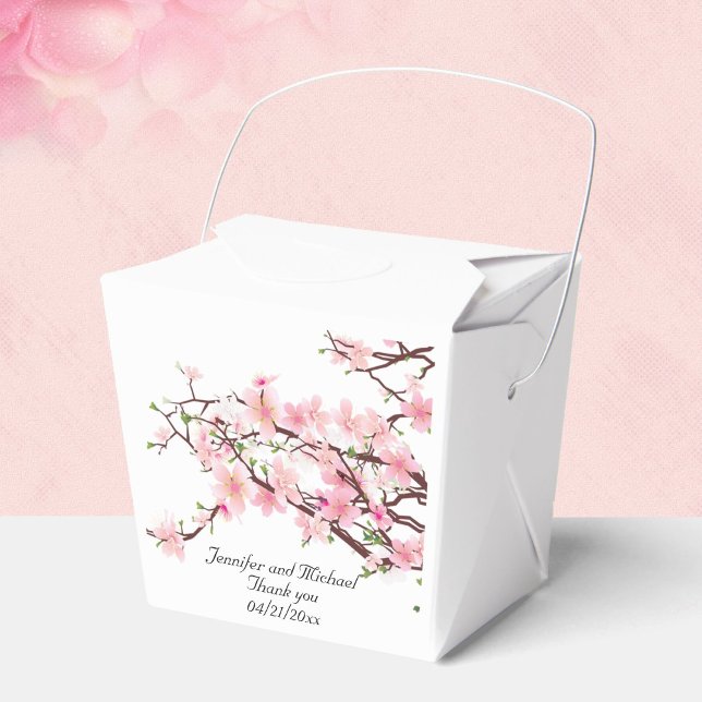 Caixinha De Lembrancinhas Cherry Blossoms Casamento Personalizar Obrigado (Criador carregado)
