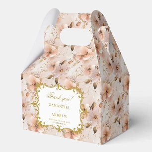 Caixinha De Lembrancinhas Chic Blush Dourado Weding Box Floral Detalhes