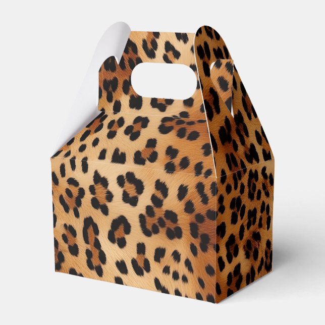 Caixinha De Lembrancinhas Chic Cream Brown Leopard Box (Frente)