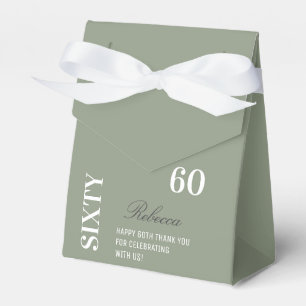 Caixinha De Lembrancinhas Chic Elegant 60th Birthday Sage Green Obrigado