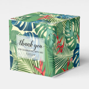 Caixinha De Lembrancinhas Chic Flowers Palms Monstera Obrigado