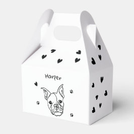 Caixinha De Lembrancinhas Chic French Bulldog Line Art: Edite seu texto