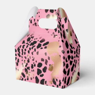 Caixinha De Lembrancinhas Chic Glam Dourado Leopardo Preto Rosa Rosa