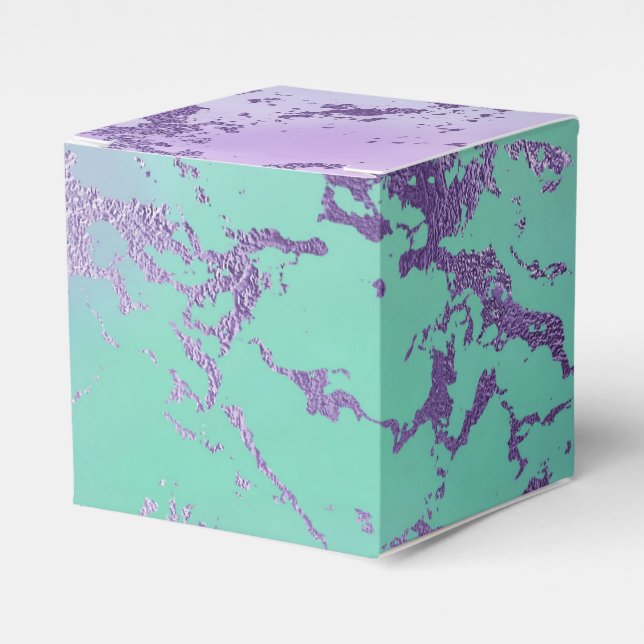 Caixinha De Lembrancinhas Chic Marble | Lavanda Roxo e Mint Verde (Frente)