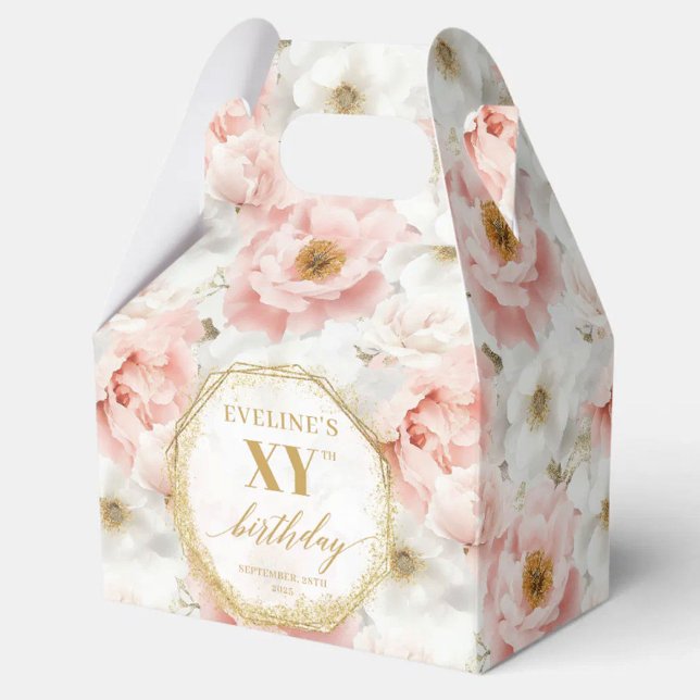 Caixinha De Lembrancinhas Chic Pastel Pink Boho Dourado Aniversário Box (Chic Pastel Pink Boho Gold Birthday Favor Box)