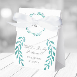 Caixinha De Lembrancinhas Chic Teal Botanical Você Será Minha Porta-Voz