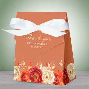 Caixinha De Lembrancinhas Chic Tenda de Casamento Outono Floral Laranja Terr