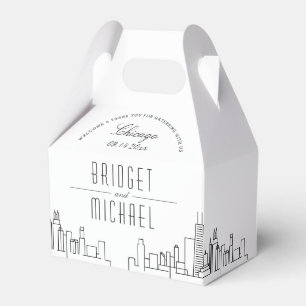 Caixinha De Lembrancinhas Chicago Wedding Linha Skyline Cidade