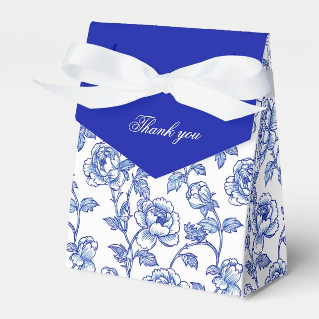Caixinha De Lembrancinhas Chinoiserie azul e branca Obrigado (Frente)