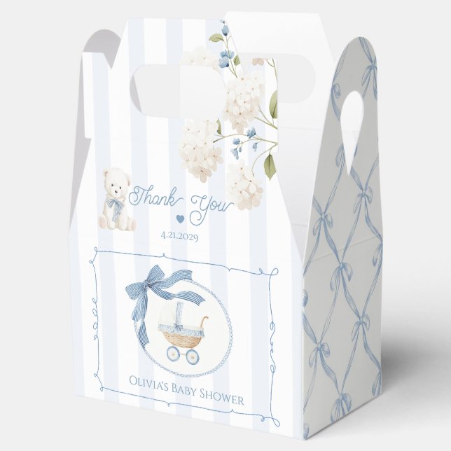Caixinha De Lembrancinhas Chinoiserie Coquette carriage Blue Baby Shower (Aberto)