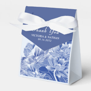 Caixinha De Lembrancinhas Chinoiserie Floral Azul Elegante Moderno Dusty