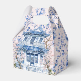 Caixinha De Lembrancinhas Chinoiserie Rosa e Azul Pagoda Bridal Chá