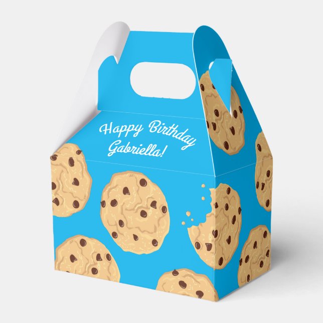 Caixinha De Lembrancinhas Chip Cookies primeiro aniversario Festa Azul (Verso)