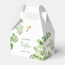 Caixinha De Lembrancinhas Christening Baptism Boy Watercolor Greenery