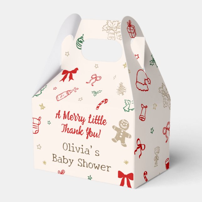 Caixinha De Lembrancinhas Christmas Baby Shower Merry Little Thank You (Frente)