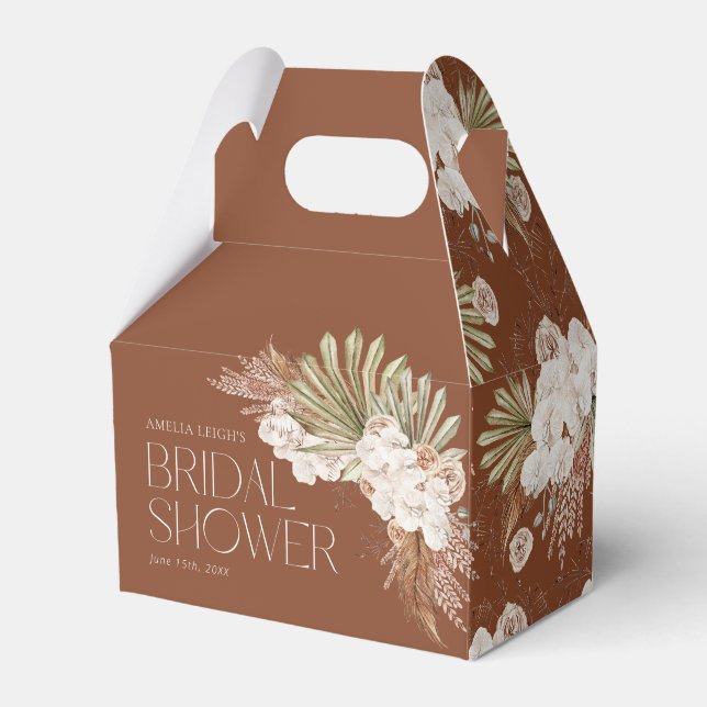 Caixinha De Lembrancinhas Chuva Bohemiana de Flores e Penas (Frente)
